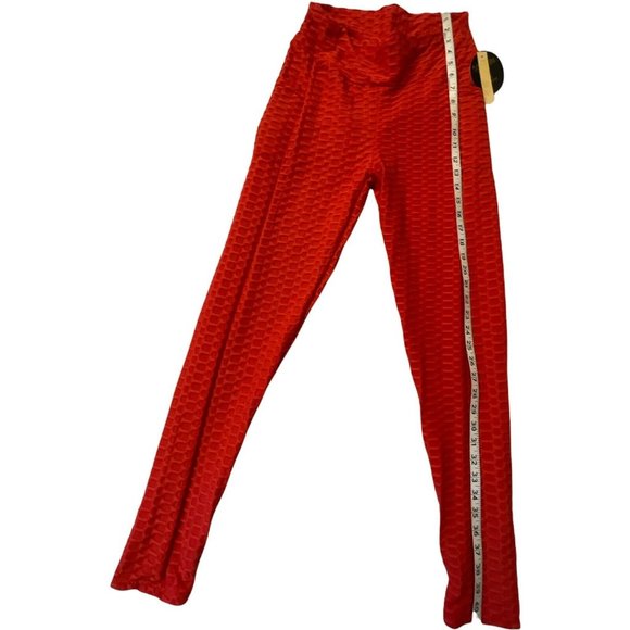 Fit in Booty Lifting Leggings with Pockets Women’s Size L Casual Activewear Red - Picture 6 of 12